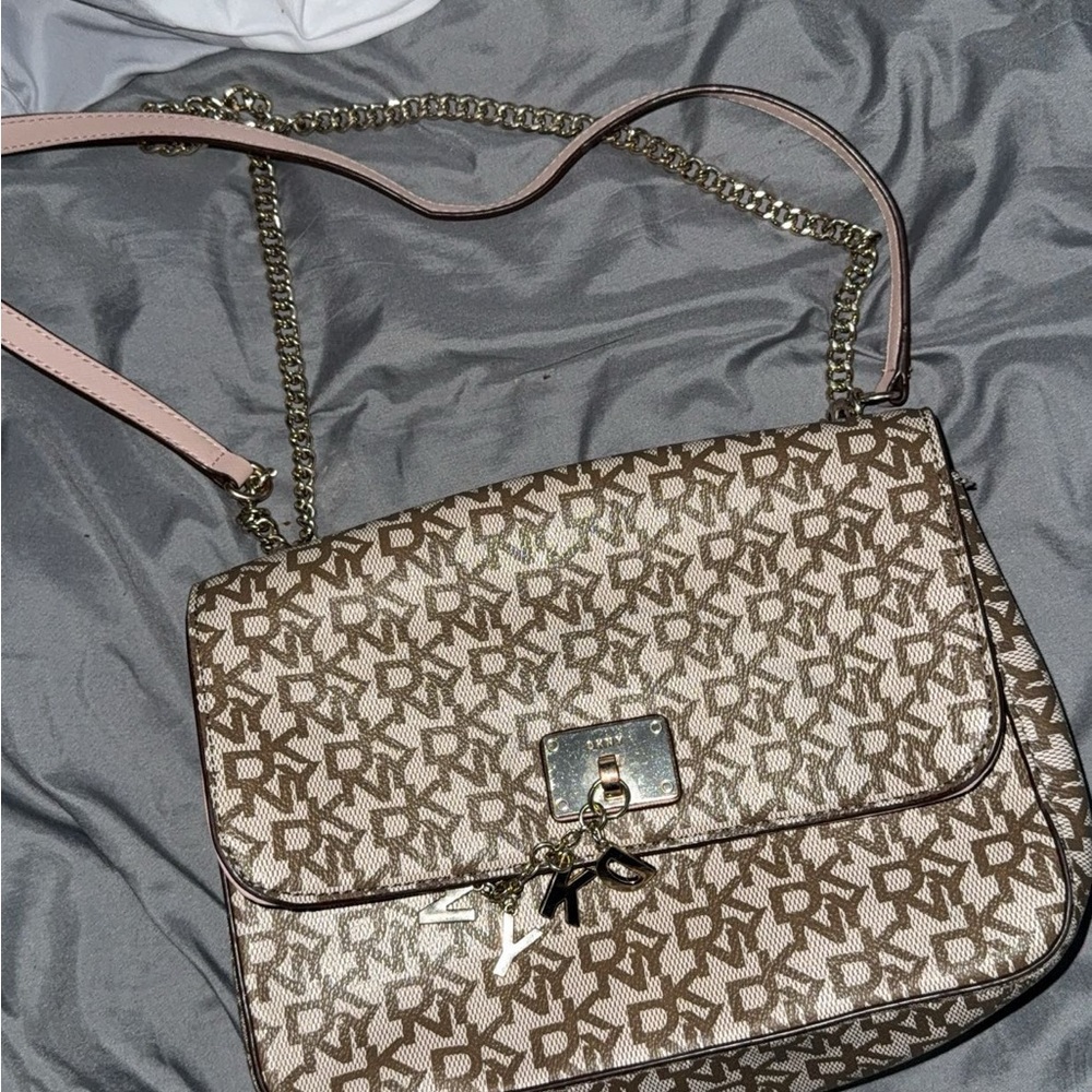 DKNY Brown and Cream Crossbody Bag
